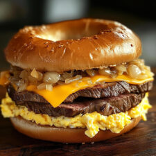 Homemade McDonald's-Style Breakfast: Steak Egg and Cheese Bagel Recipe-image