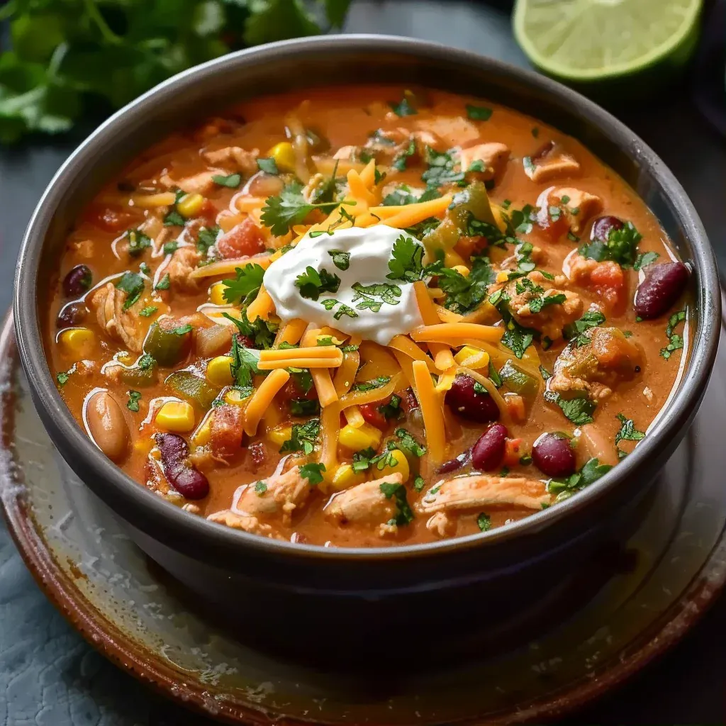 Creamy Crockpot Cream Cheese Chicken Chili - Recipe Image