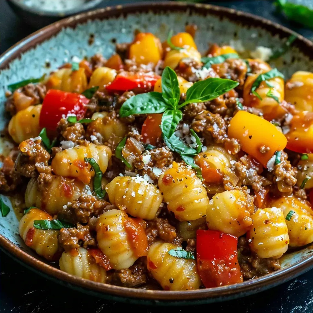 Cremige Gnocchi-Pfanne mit Hackfleisch & Paprika - Recipe Image