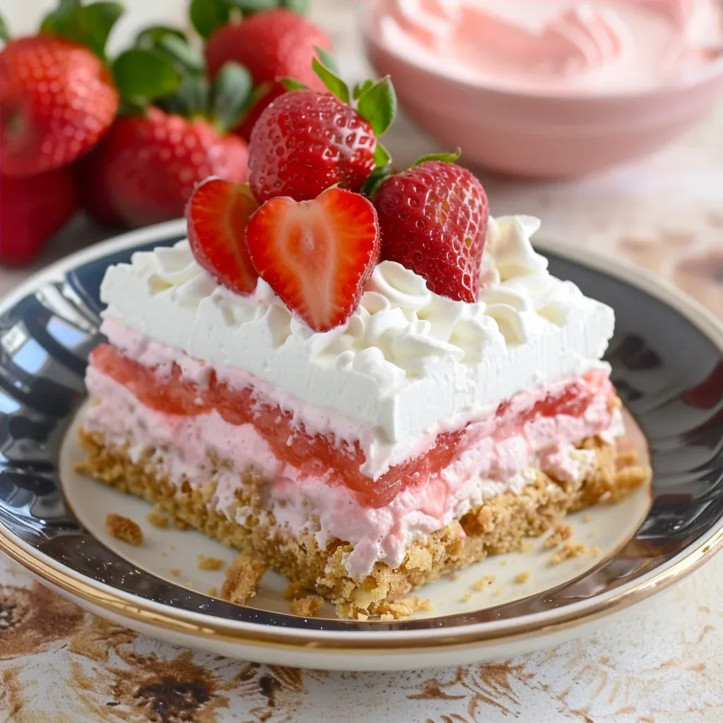 No-Bake Strawberries & Cream Eclair Cake (Irresistible!) - Recipe Image
