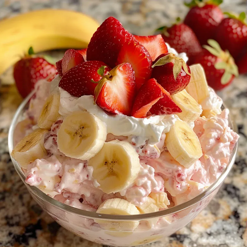 Fresh Strawberry Banana Cheesecake Salad - Recipe Image
