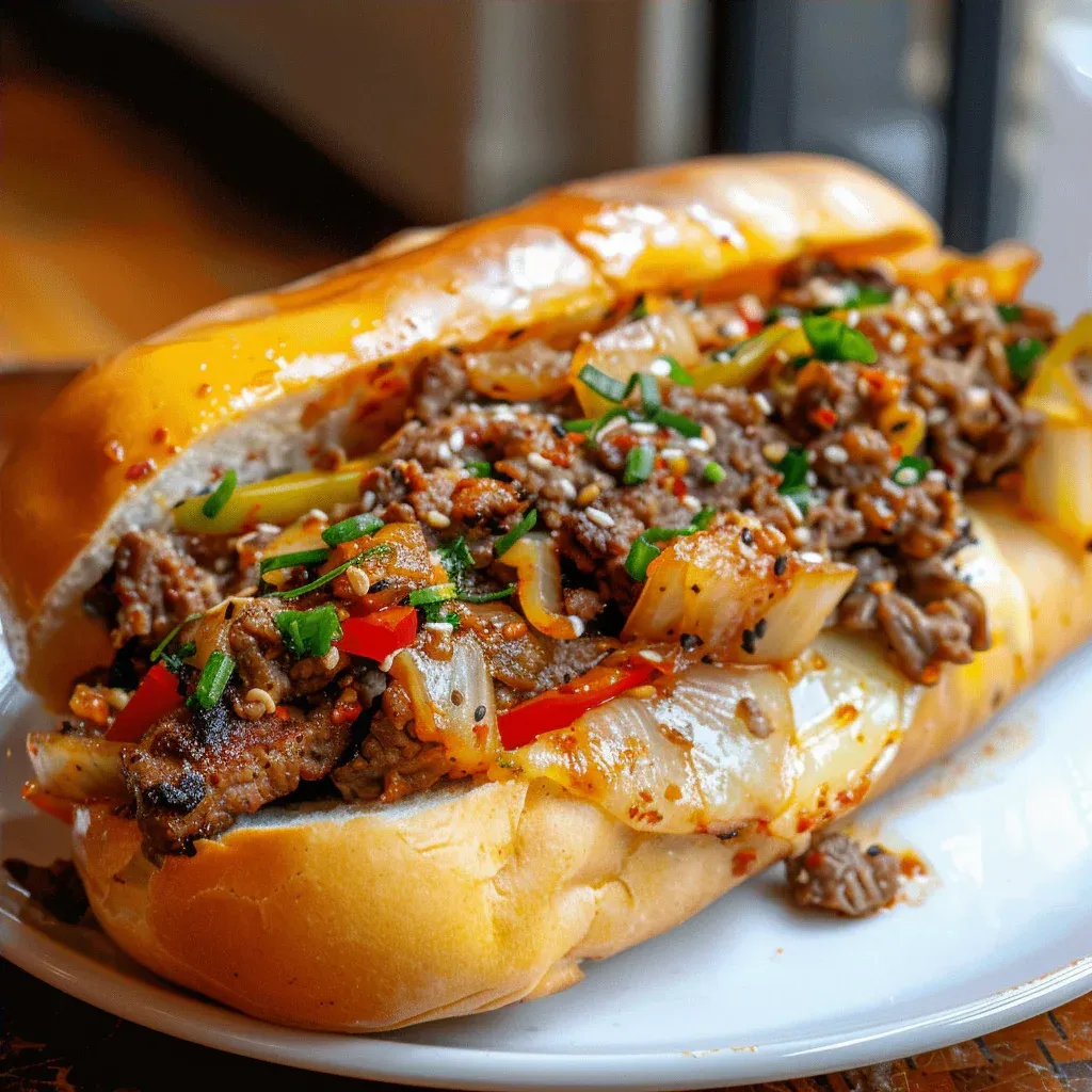 Korean Bulgogi Cheesesteak with Kimchi – Bold Fusion Sandwich - Recipe Image