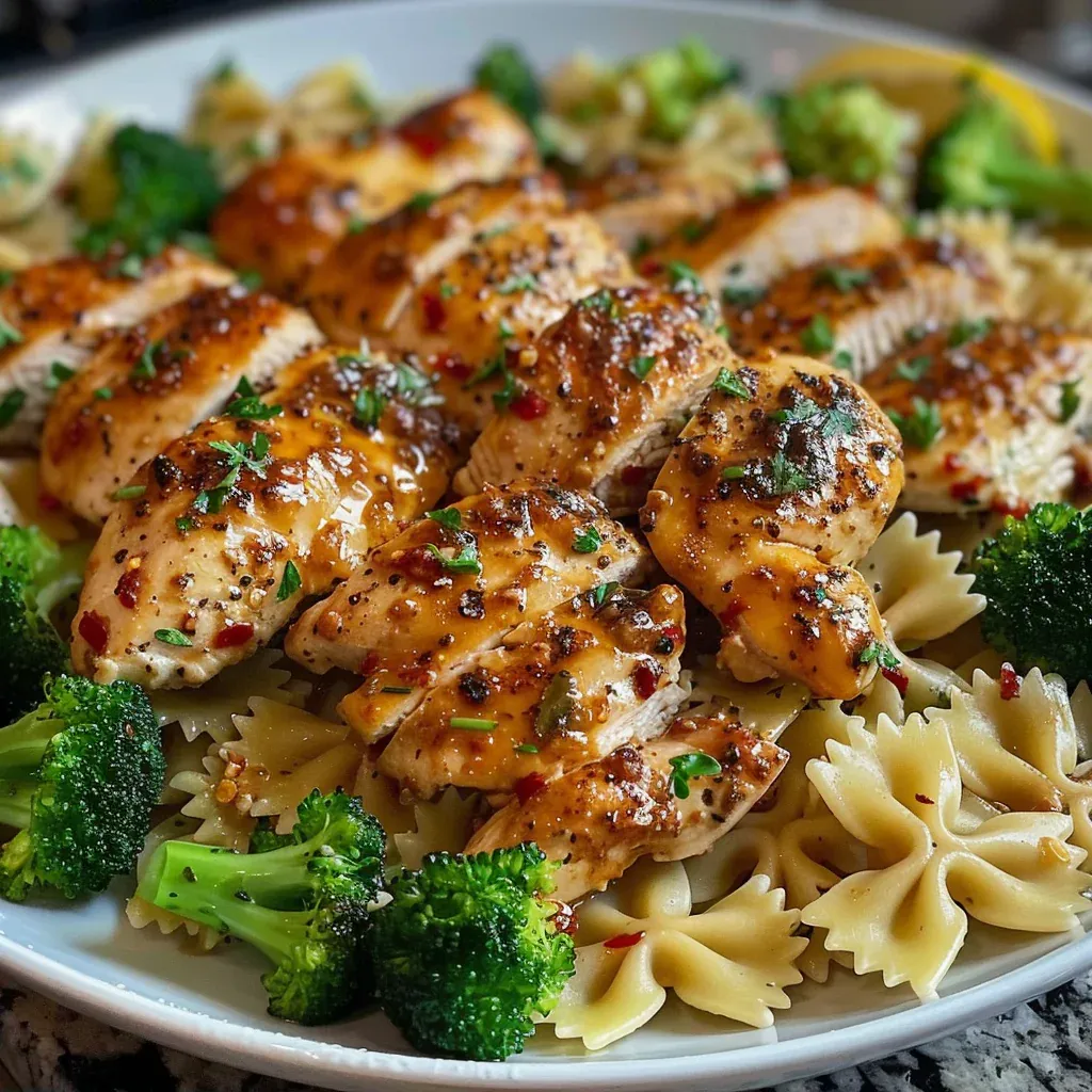 Cowboy Butter Lemon Bowtie Chicken with Broccoli Easy Dinner Recipe - Recipe Image