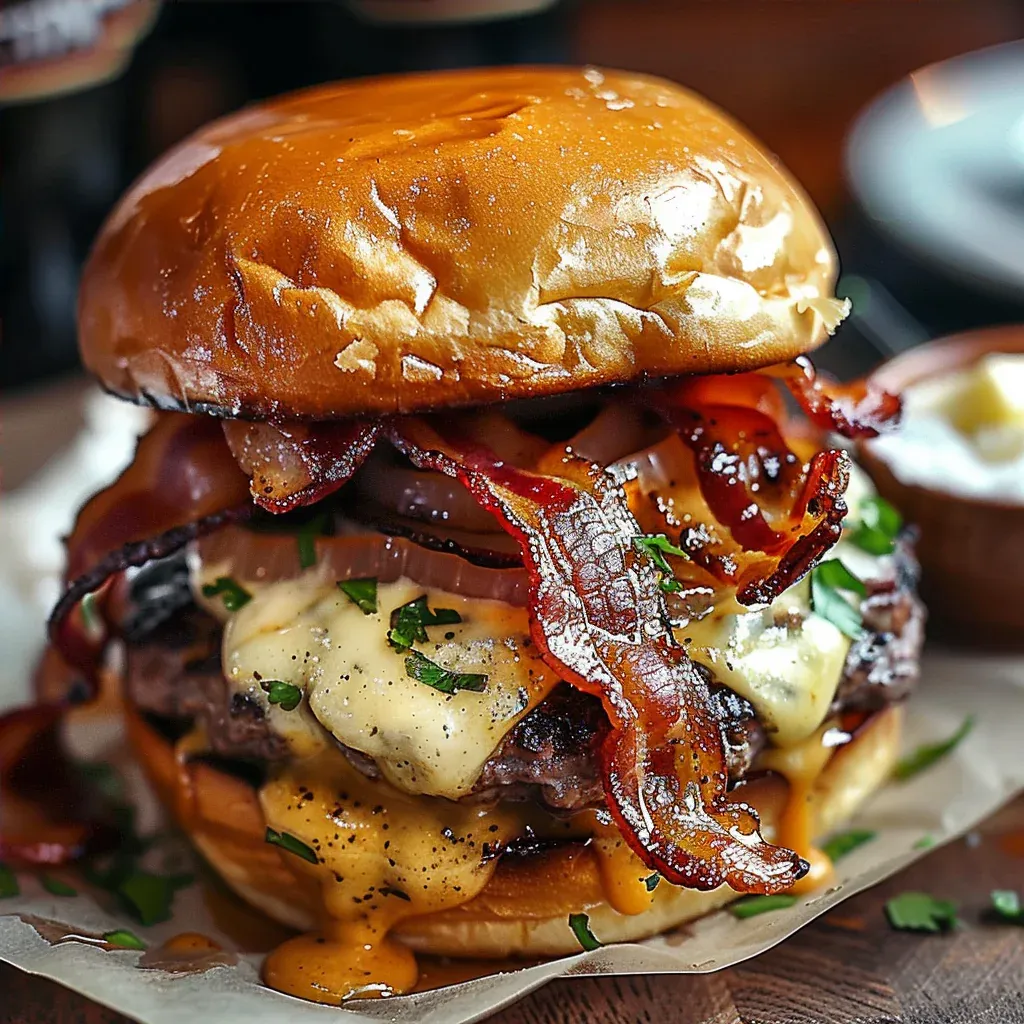 Juicy Irish Pub Burger Recipe - Recipe Image