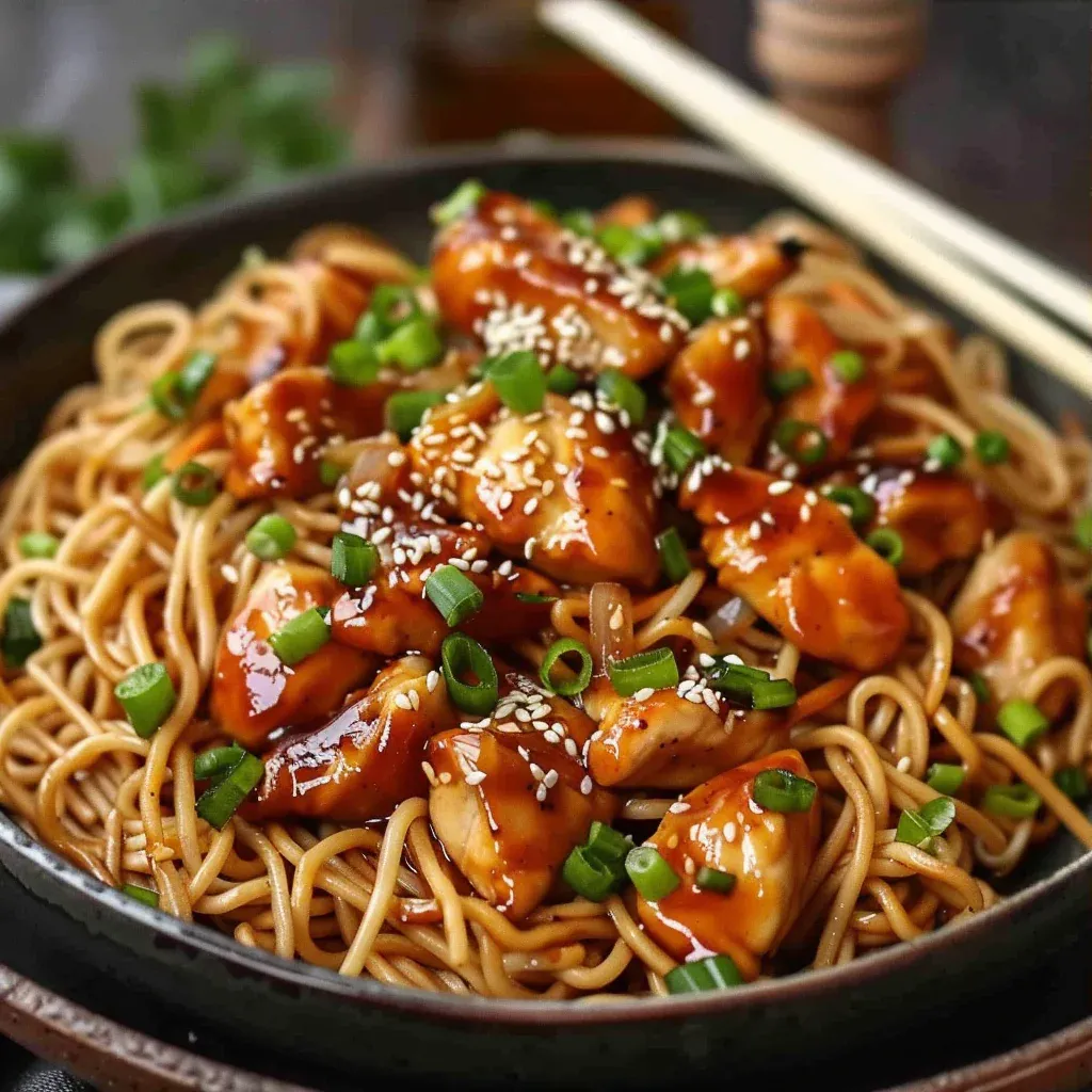 Sticky Garlic Chicken Noodles Better Than Takeout in 20 Minutes - Recipe Image