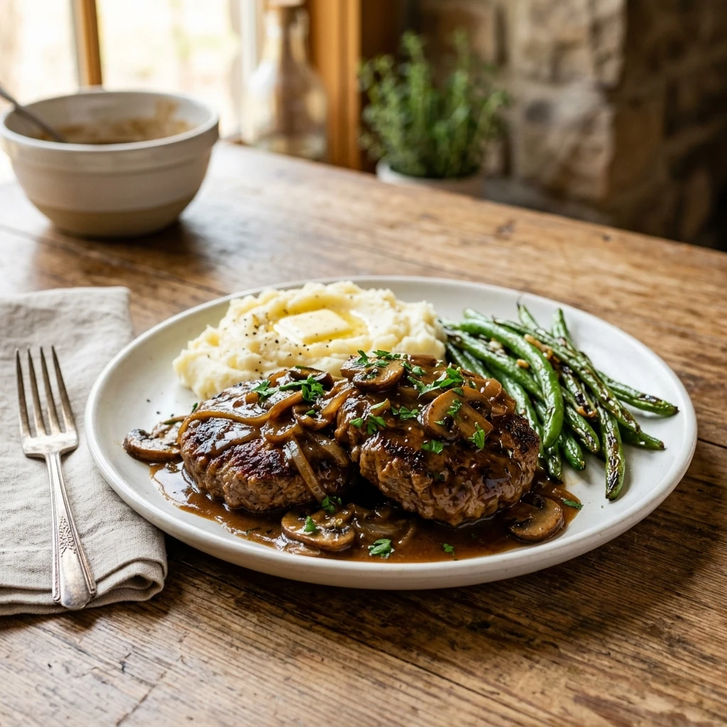 Easy Hamburger Steak and Gravy Recipe for a Cozy Family Dinner - Recipe Image