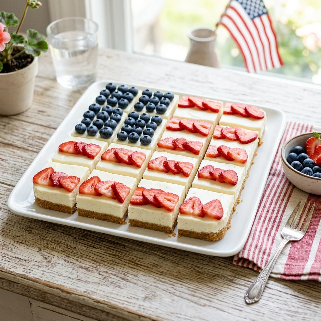 No-Bake Flag Cheesecake Bars Everyone Will Love - Recipe Image