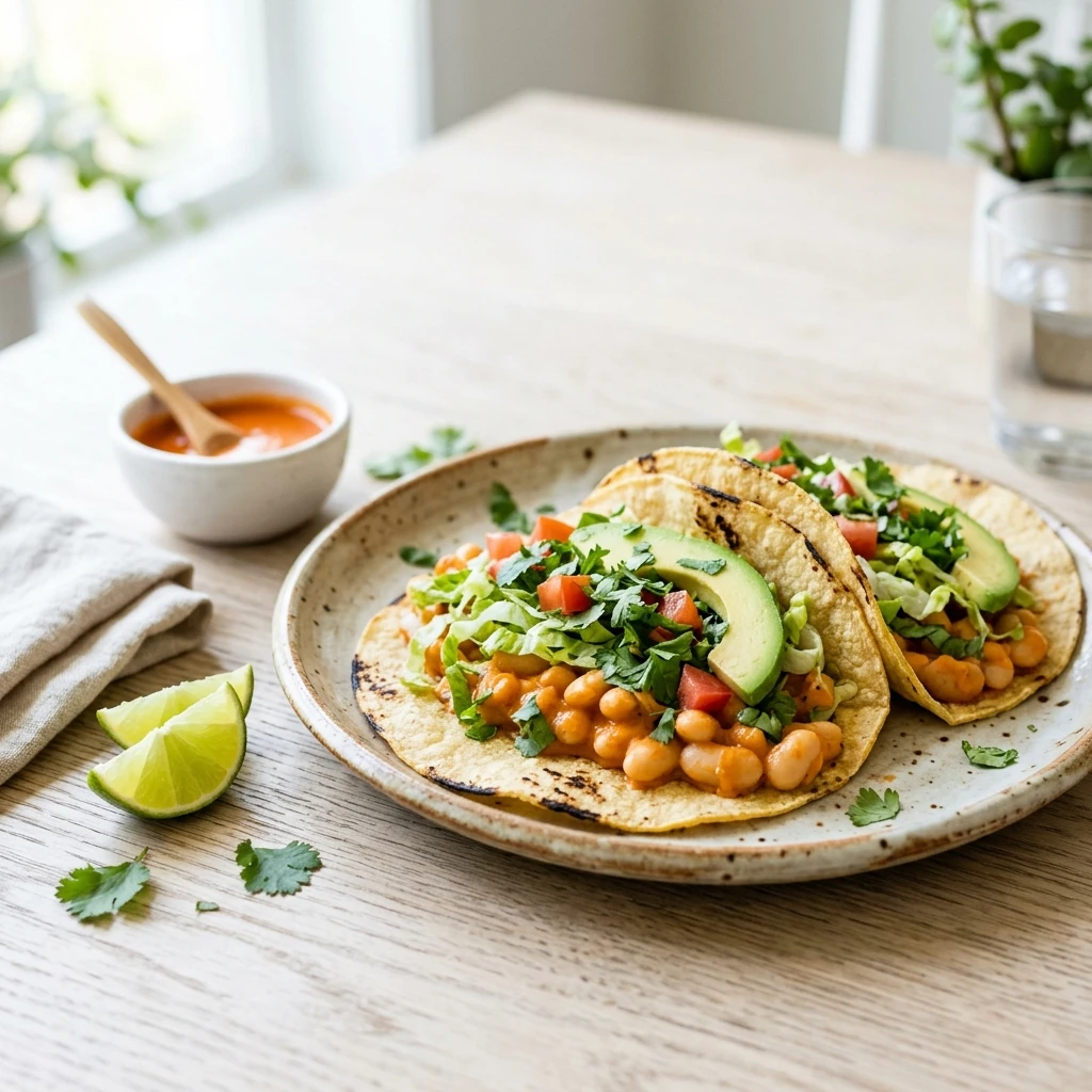 Buffalo White Bean Tacos – Easy Vegetarian Dinner Everyone Will Love - Recipe Image