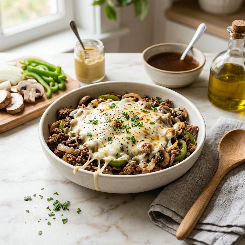 Philly Cheesesteak Bowls (High Protein, Low Carb) You’ll Want Every Week - Recipe Image