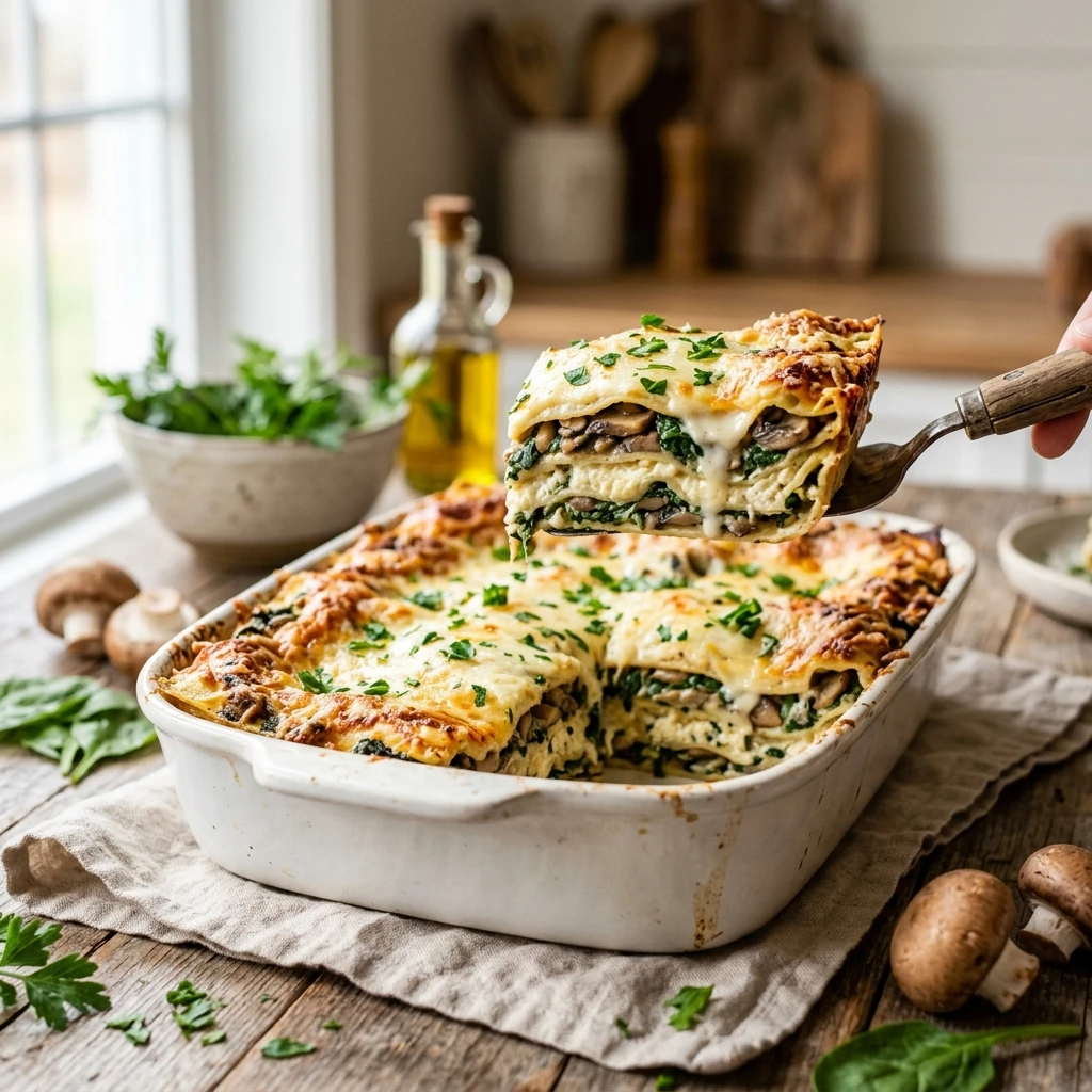 Creamy Spinach Mushroom Lasagna Recipe You'll Make Again - Recipe Image