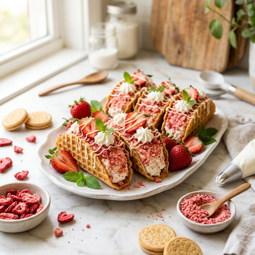 Strawberry Crunch Cheesecake Tacos Everyone Will Beg You to Make Again - Recipe Image