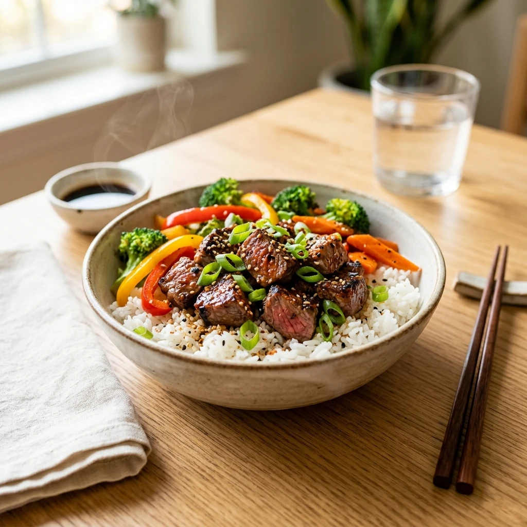 Easy Hibachi Steak Bowls with Yum Yum Sauce - Recipe Image